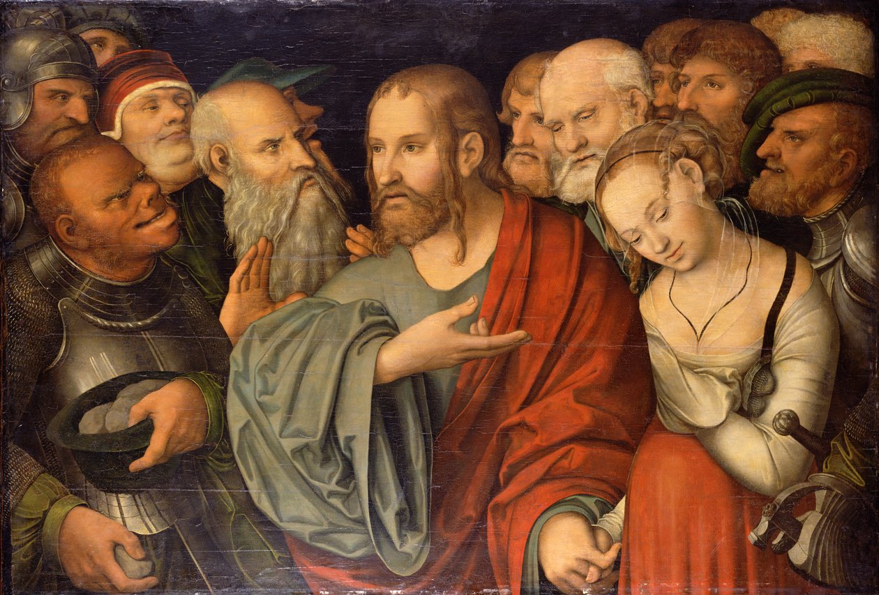 Christus en de overspelige vrouw | Kunstafdruk